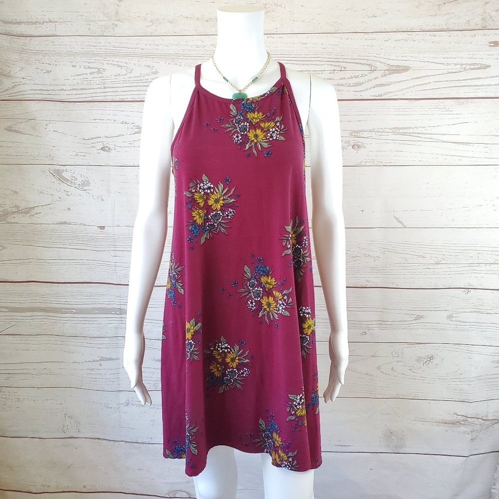 Anthropologie Alya floral print a line tank dress